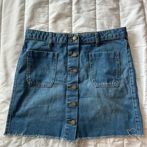 BDG A Line Denim Mini Skirt with Button Front